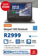 Lenovo Ideadpad 100S Notebook-On 2GB Data Price Plan + R209 Modem