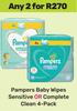 Pampers Baby Wipes Sensitive Or Complete Clean-For Any 2 x 4 Pack