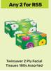 Twinsaver 2 Ply Facial Tissues Assorted-For Any 2 x 180s 