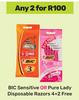 BIC Sensitive or Pure Lady Disposable Razors 4+2 Free-For Any 2