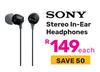 Sony Stereo In-Ear Headphone-Each 