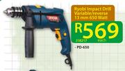 Ryobi Impact Drill Variable/Reverse 13mm 650 Watt-Each