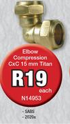 Elbow Compression CxC 15mm Titan N14953
