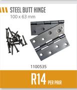 Steel Butt Hinge-100 x 63mm Per Pair