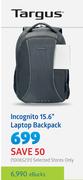 Targus Incognito 15.6" Laptop Backpack