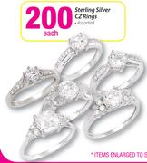 Sterling Silver CZ Rings Assorted-Each