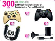 Xbox360 Gold/Black Chrome Controller Or Speedwheel Or Play And Charge Kit-Each