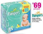 Pampers Baby Fresh Wipes 4x64's Or 4x56's-Per Pack
