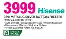 Hisense 269Ltr Metallic Silver Bottom Freezer Fridge H359BME WD