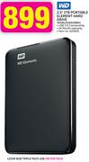 WD 2.5" 1TB Portable Element Hard Drive WDBUZG0010BBK