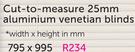 Cut-To-Measure 25mm Aluminium Venetian Blinds 795x995mm
