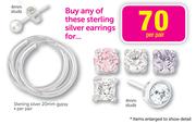 Sterling Silver Earrings-Per Pair