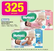 Huggies Gold Megabox Boys/Girls Size 3-144's/Size 4-120's/Size 4+-108's/Size 5-100's Per Pack