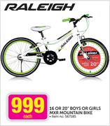 Raleigh 16 Or 20" Boys Or Girls MXR Mountain Bike Each
