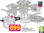 Tissolli 12-Piece Saphire Stainless Steel Cookware Set + 11ltr Pressure Cooker