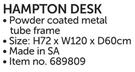 Hampton Desk 72x120x60cm