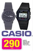Casio Gents Digital or Analogue Watches Each