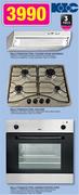 KIC 3 Piece 60cm Stainless Steel Cookerhood KEX609IX + 60cm Gas Hob + 60cm Undercounter Oven