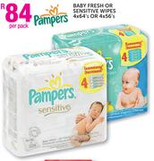 Pampers Baby Fresh Or Sensitive Wipes-4x64's Or 4x56's Per Pack