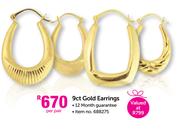 JCSA 9ct Gold Earrings-Per Pair