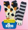 Socks Velvet Animal Print Assorted Colours-Per Pair