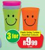 Plastic Smiley Tumbler Assorted Colours-For 3