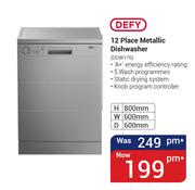 Defy 12 place Metallic Dishwasher DDW176