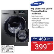 Samsung 9Kg Silver Front Loader Washing Machine (Addwash)-WW90K5410UX