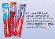 Colgate Manual Toothbrushes(Excl.Value Added Packs,Kids Total Pro & Sensitive Range)-Each