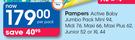 Pampers Active Baby Jumbo Pack (Mini 94, Midi 76, Maxi 66, Maxi Plus 62, Junior 50 Or XL 44-Per Pack