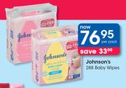 Johnson's 288 Baby Wipes-Per Pack