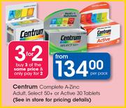 Centrum Complete A-Zinc Adult, Select 50+ Or Active 30 Tablets-Per Pack