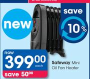 Safeway Mini Oil Fan Heater-Each