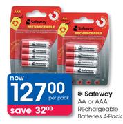 Safeway AA Or AAA Rechargeable Batteries 4 Pack-Per Pack