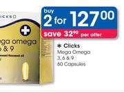 Clicks Mega Omega 3,6 & 9-60 Capsules-2's