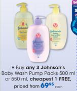 Johnson's Baby Wash Pump Pack-500/550ml Each