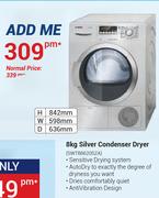 Bosch 8Kg Silver Condenser Dryer SWTB8620SZA