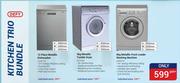 Defy 12 Place Metallic Dishwasher+5Kg Metallic Tumble Dryer+6Kg Metallic Front Loader Washing Machin
