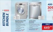 Bosch 6Kg Silver Front Loader Washing Machine WAB2026A8SZA + Bosch 12 Place Silver Dishwasher 