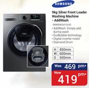 Samsung 9Kg Silver Front Loader Washing Machine-Add Wash WW90K5410UX