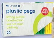 Clicks Pegs Plastic 20-Per Pack