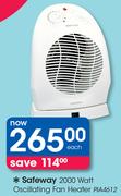 Safeway 2000 Watt Oscillating Fan Heater-Each