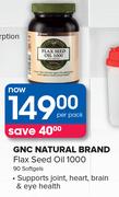 GNC Natural Brand Flax Seed Oil 1000-Softgels