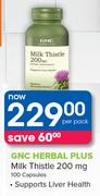 GNC Herbal Plus Milk Thistle 200mg-100 Capsules