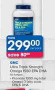 GNC Ultra Triple Strength Omega 1560 EPA DHA-60 Softgels