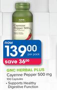 GNC Herbal Plus Cayenne Pepper 500mg-100 Capsules