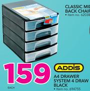 Addis A4 Drawer System 4 Draw Black