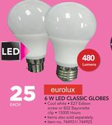 Eurolux 6W LED Classic Globes-Each