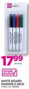 Simple Choice 4 Pack White Board Marker-Per Pack
