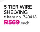 Mainstays 5 Tier Wire Shelving-Each